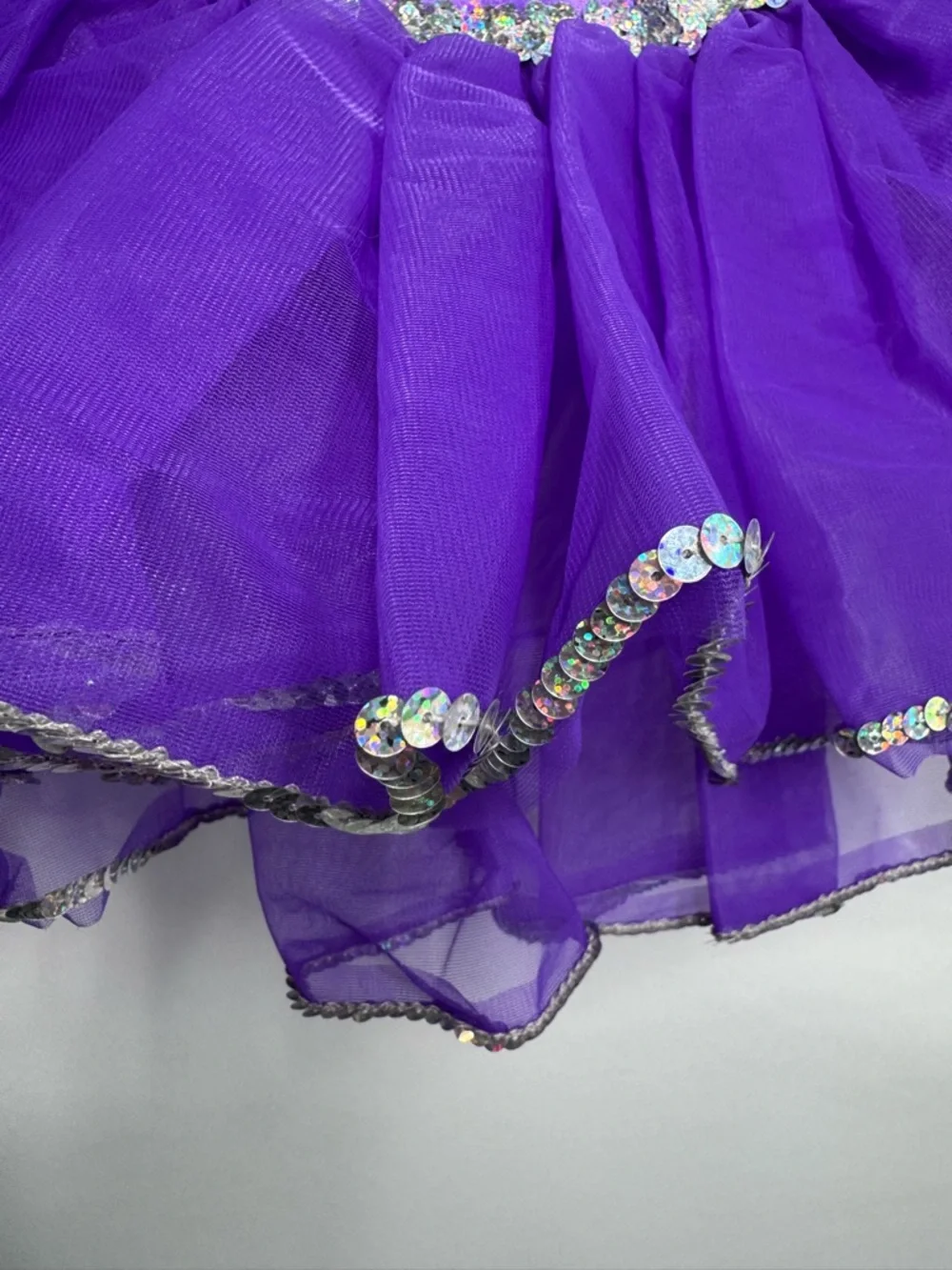 Marvel Cicci Purple Sequin Dance Costume - Puff Sleeve Lyrical/Skating Dress LC